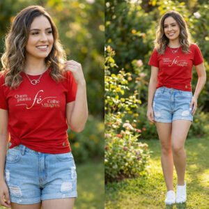 Camiseta Feminina Quem Planta Fe Colhe Milagres