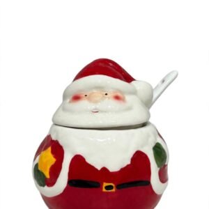 Açucareiro de Cerâmica Papai Noel com Colher