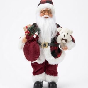 Papai Noel Decorativo Xadrez com Ursinho